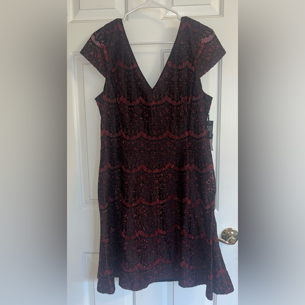 NWT Kensie Metallic Lace Fit and Flare Dress